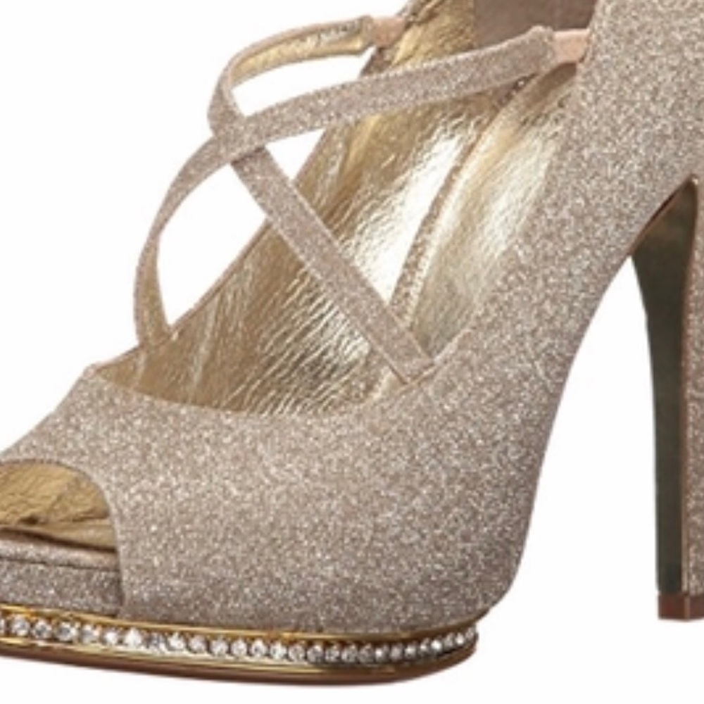 Gold Adrianna Papell Peep Toe Heels